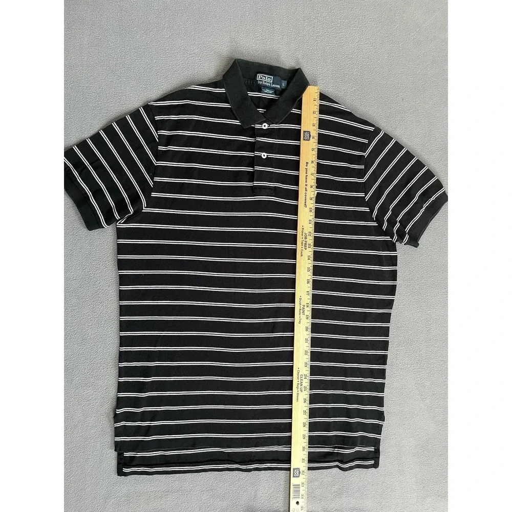 Polo Ralph Lauren Polo Shirt Mens Large Black Striped 100 Pima Cotton